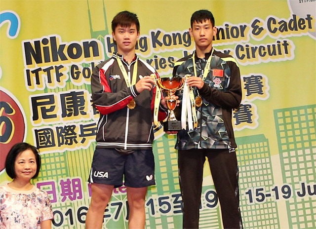 2016 Hong Kong Junior & Cadet Open Cadet Boys Team Champions: Victor Liu and Xu Yingbin - Photo courtesy of ITTF