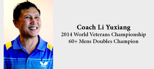 USA Finalist To Host 2018 World Veterans Championships – Coach Li Yuxiang, 2014 World Veteran Championship 60+ Men’s Double Champion