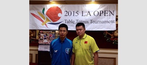 2015 Butterfly LA Open: players Joo Sae-Hyuk (South Korea) and Hou Yingchao (China)