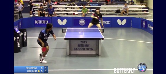 2015 Butterfly Badger Open Video: Open Singles Semi-final – Chen, Ruichao vs Hubli, Rajat