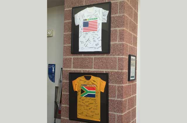 AsheTennis Signed Shirt Display in Upstairs Lounge