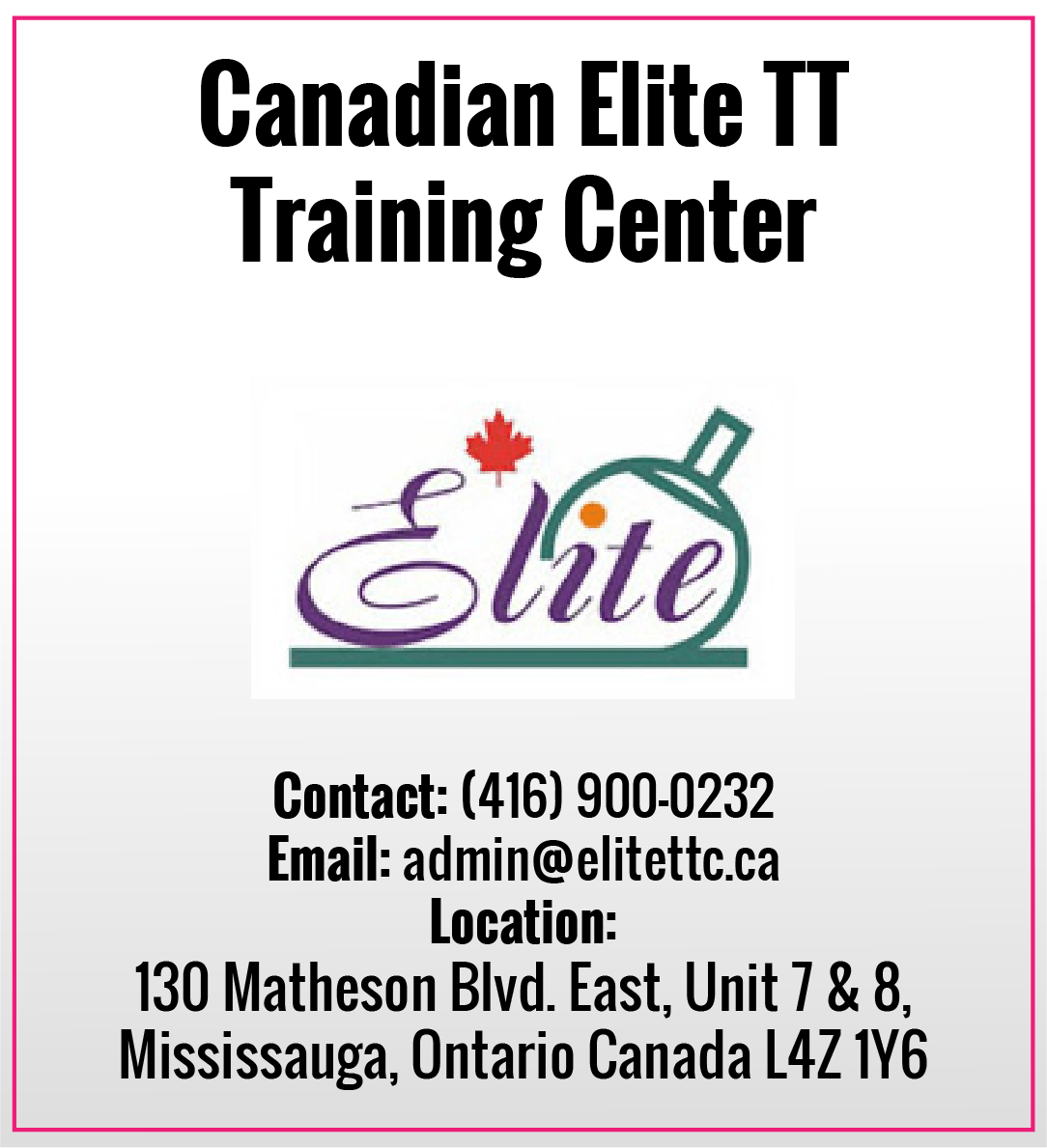 Canadian Elite Table Tennis Club